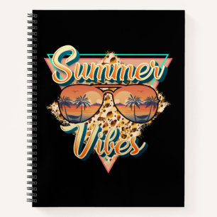 Summer Vibes   Vintage Sunglasses   Beach Sunset Notebook