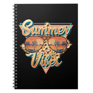 Summer Vibes   Vintage Sunglasses   Beach Sunset Notebook
