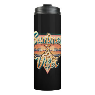 Summer Vibes Vintage Sunglasses Beach Sunset Thermal Tumbler
