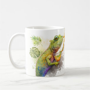 Summer Vibes Watercolor Chameleon Cocktail - Coffee Mug