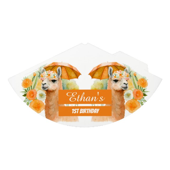 Summer Vibes Watercolor Llama - Birthday  Party Hat (Front)