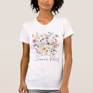 "Summer Vibes" Watercolor Wildflower Women's  T-Shirt