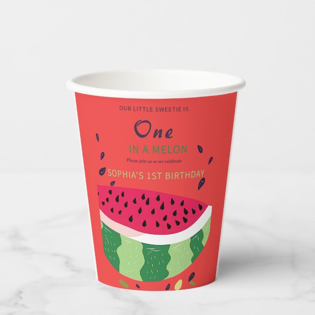 Summer Vibes Watermelon Party Invite Paper Cups (Front)