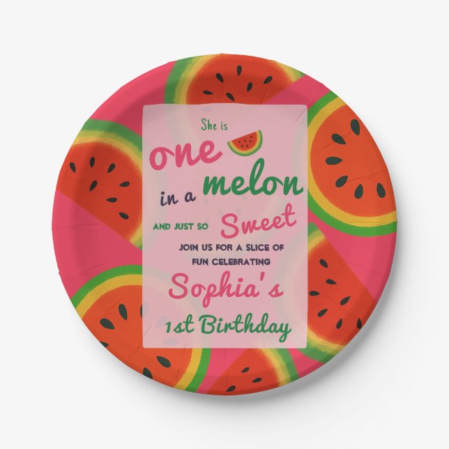 Summer Vibes Watermelon Party Invite Paper Plate (Front)
