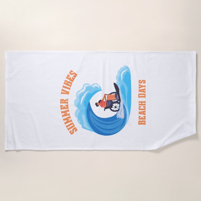 Summer Vibes Wheelchair  Beach Towel (Front)