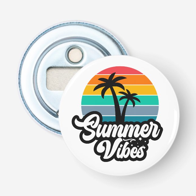 Summer Vibes with Palm Trees Design Bottle Opener (Front)