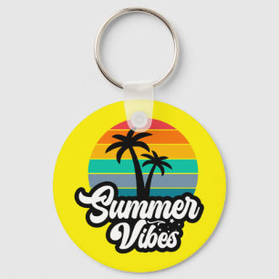 Summer Vibes with Palm Trees Design Key Ring