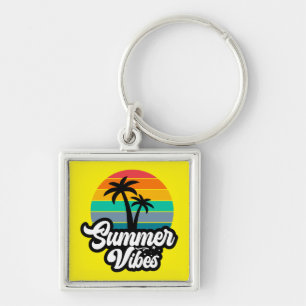 Summer Vibes with Palm Trees Design Key Ring
