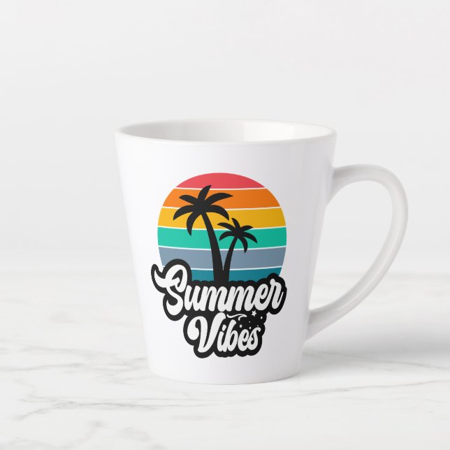 Summer Vibes with Palm Trees Design Latte Mug (Right)