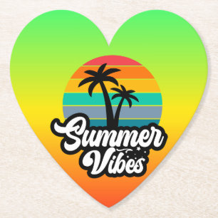 Summer Vibes with Palm Trees Design Paper Coaster