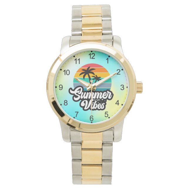 Summer Vibes with Palm Trees Design Watch (Front)