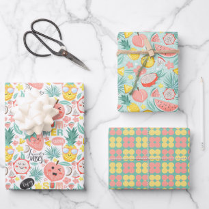 Summer Vibes Wrapping Paper Flat Sheet Set of 3