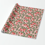 Summer Vintage Pink Strawberry Boho Bridal Shower Wrapping Paper<br><div class="desc">Summer Vintage Pink Strawberry Boho Nature Bridal Shower Wrapping Paper</div>