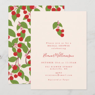 Summer Vintage Red Cherries Boho Bridal Shower Invitation
