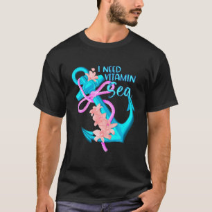 Summer Vintage Style Nautical Anchor I Need Vitami T-Shirt