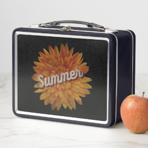 SUMMER VINTAGE SUNFLOWER METAL LUNCH BOX