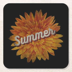 SUMMER VINTAGE SUNFLOWER SQUARE PAPER COASTER