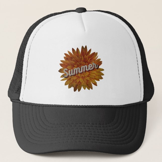 SUMMER VINTAGE SUNFLOWER TRUCKER HAT (Front)