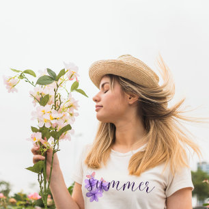 Summer  Violet Flowers and butterfly T-Shirt