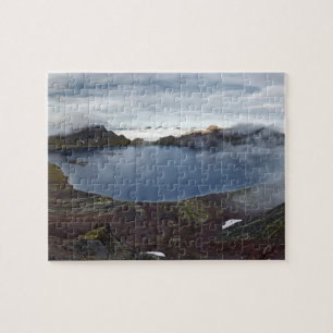 Summer volcanic landscape: view of crater lake jigsaw puzzle