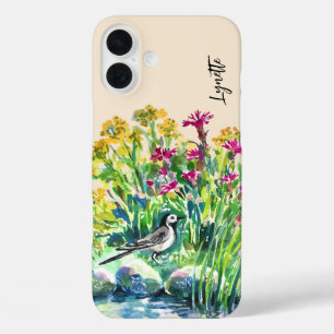 Summer, wagtail, wild flowers iPhone 16 plus case