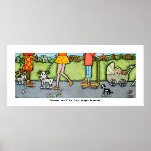 Summer Walk With Dogs and Cats Poster