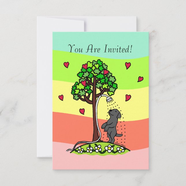 Summer Water Fun Black Labrador Cartoon Invitation (Front)