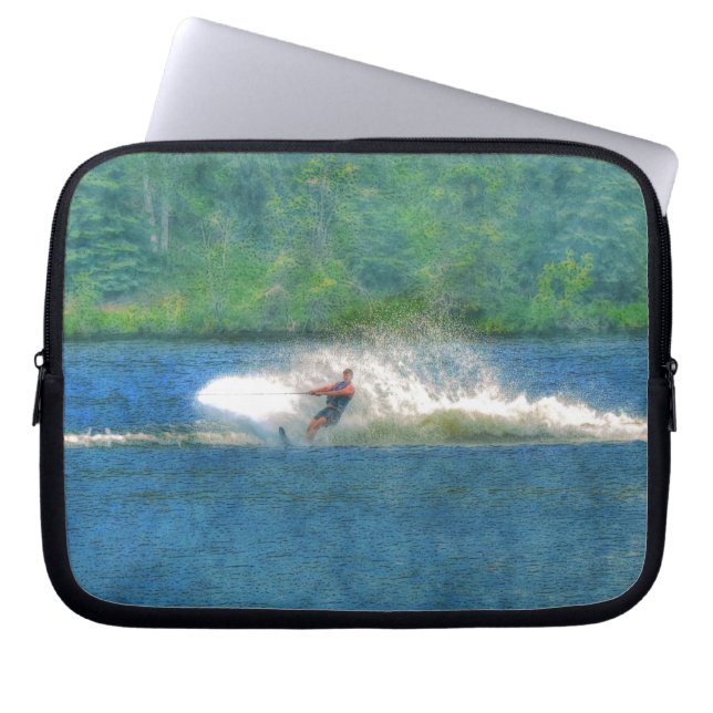Summer Water-skiier and Lake Laptop Sleeve (Front)