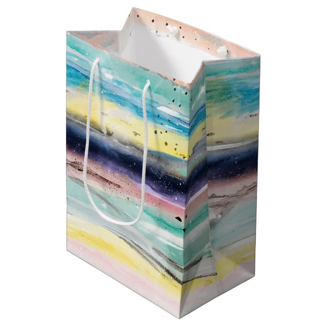 Summer watercolor abstract art design medium gift bag (Front Angled)