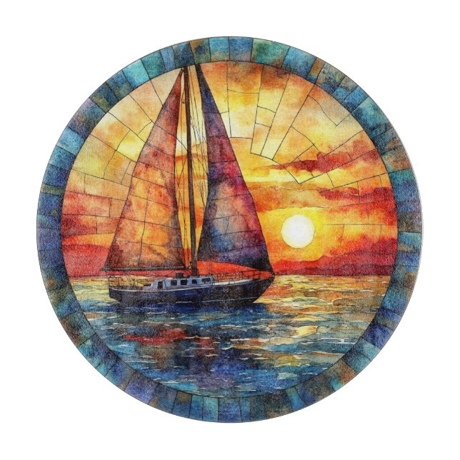 Summer Watercolor Art Cutting Board (Front)