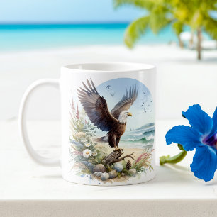 Summer Watercolor Bald Eagle Coffee Mug