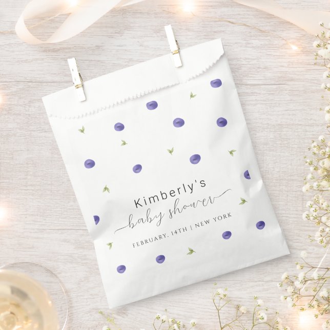 Summer Watercolor Blueberry Farm Baby Shower  Favour Bags (Clipped)