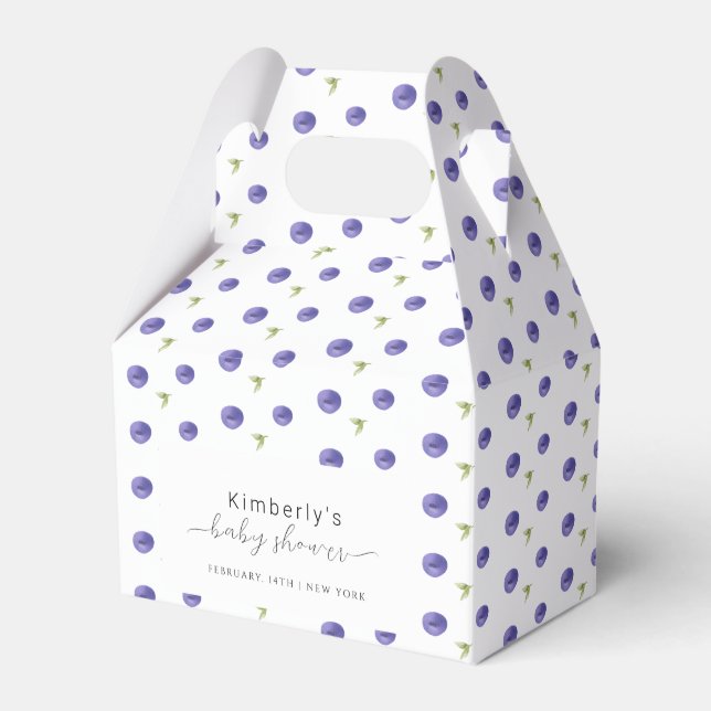 Summer Watercolor Blueberry Farm Baby Shower  Favour Box (Front Side)