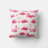 Summer Watercolor Bright Pink Flamingo Pattern