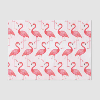 Summer Watercolor Bright Pink Flamingo Pattern Tissue Paper