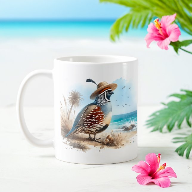 Summer Watercolor California Quail  Coffee Mug (Creator Uploaded)