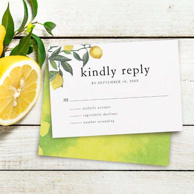Summer Watercolor Citrus Lemons RSVP Card (Creator Uploaded)