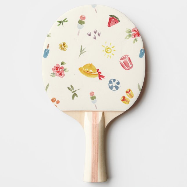 Summer Watercolor Cute Pattern Ping Pong Paddle (Front)