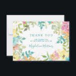 Summer Watercolor Floral 18th Birthday Thank You Card<br><div class="desc">A beautiful and elegant thank you card designed especially for a 18th birthday. It features a modern floral frame of turquoise blue,  pink,  and yellow flowers nestled in sage green foliage.  Four lines are provided for a customised thank you and the birthday woman's name.</div>