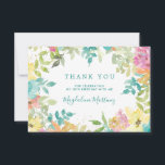 Summer Watercolor Floral 18th Birthday Thank You Card<br><div class="desc">A beautiful and elegant thank you card designed especially for a 18th birthday. It features a modern floral frame of turquoise blue,  pink,  and yellow flowers nestled in sage green foliage.  Four lines are provided for a customised thank you and the birthday woman's name.</div>