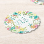 Summer Watercolor Floral Custom 21st Birthday Paper Coaster<br><div class="desc">New for Summer 2024. Modern and colourful summer floral watercolor features pink,  turquoise blue,  yellow and orange flowers. They form rustic,  boho chic,  botanical frame around your birthday wishes. This item is part of the Summer Watercolor Floral collection. It contains professionally designed invitation templates,  welcome signs and party decorations.</div>