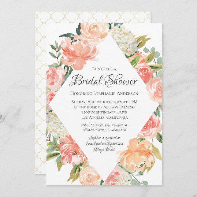 Summer Watercolor Floral Medley Bridal Shower Invitation (Front/Back)