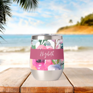 Summer Watercolor Floral Monogram Name
