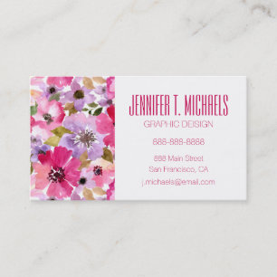 Summer Watercolor Floral Pattern Business Card