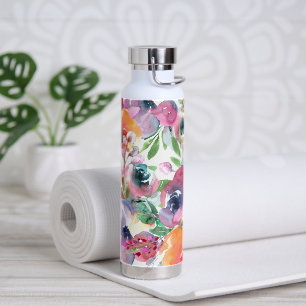 Summer Watercolor Floral Water Bottle