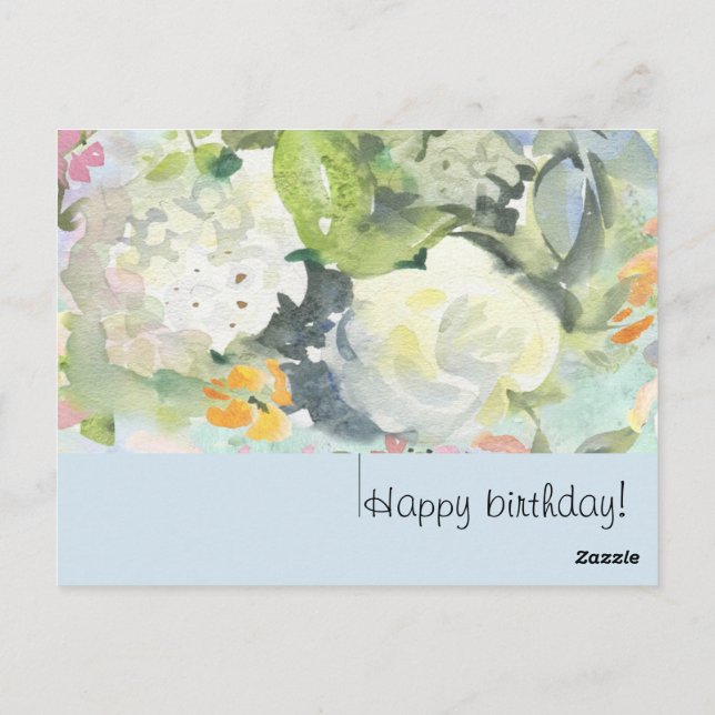 summer watercolor  flowers card (Back)
