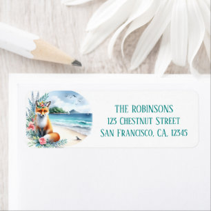 Summer Watercolor Fox on the beach Return Address