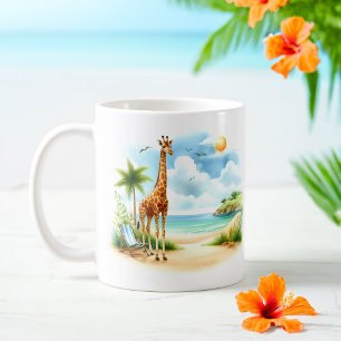 Summer Watercolor Frog on the beach Coffee Mug