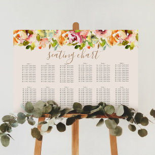 summer watercolor garden floral seating chart Sign