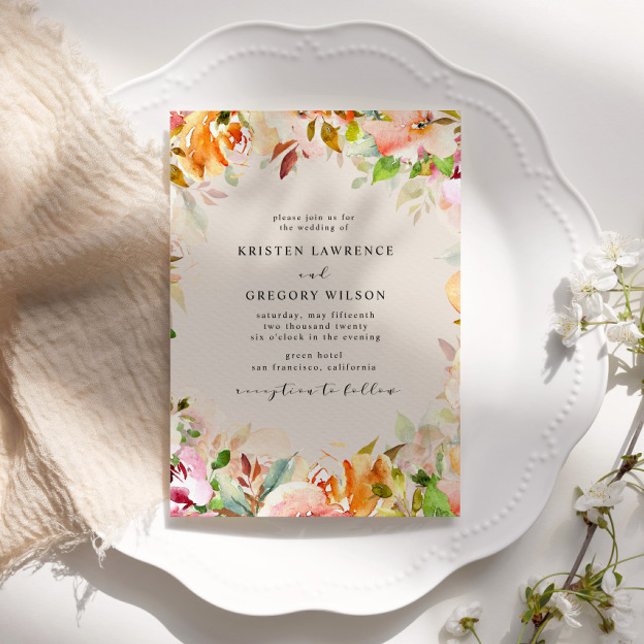 Summer Watercolor Garden Wedding Invitation (Creator Uploaded)